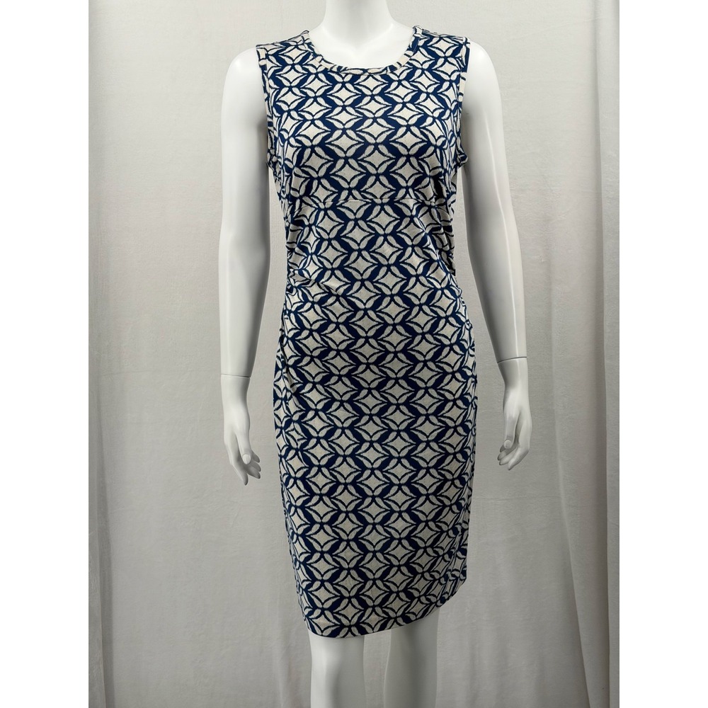 Diane von Furstenberg Dress Womens 10 Blue Selene Ikat Batik Sleeveless Sheath